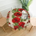 thumbnail image 2 of Red Flower Round Tablecloth Desk Cloth Washable Table Cover for Kitchen Party Decor 60 Inch, 2 of 6