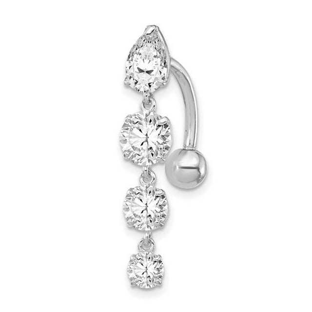 Quality Gold 10BD153 Hauts en Or Blanc 10K avec 4 Pendants CSS Ventre