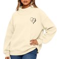 thumbnail image 3 of LWavelet Mock Neck Sweatshirt For Women | Oversized Turtleneck Sweater, double heart GraphicLong Sleeve Pullover Tops, Fall winter Fashion Clothes Black 2XL, 3 of 4