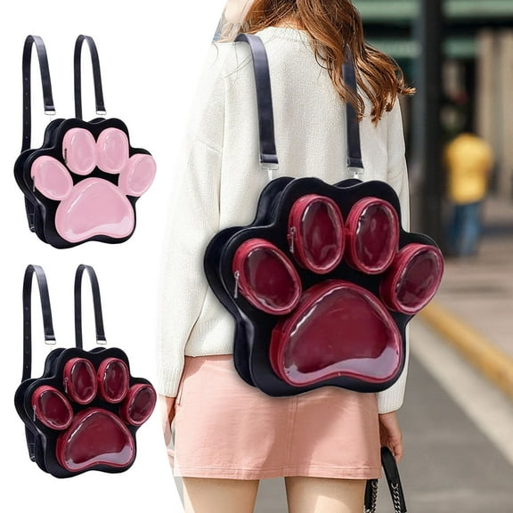 Blukids Cute Cat's Paw Kawaii Backpack Plush Single Shoulder Bag Large Capacity Crossbody Bag Purse and Handbag for Women(A)