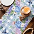 thumbnail image 3 of Watercolor Flowers Table Runner - 90 Inch Long Spring Floral Butterflies Blue Plaid Cotton and Linen Blended Dress Scarves Farmhouse Table Runner for Kitchen Dining, Coffee Table, 13" x 90", 3 of 8