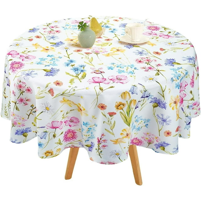 Round Tablecloth for Round Table 60 * 60in Waterproof Table Cloths for Patio Outdoor Table Cover