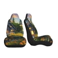 thumbnail image 3 of Pofeuu Cozy Cottage Lakeside Sunset Print Automotive Car Seat Covers Flat Cloth Full Set Seat Covers,Car Seat Covers front seats for Cars Trucks and SUVs-2 PCS, 3 of 9