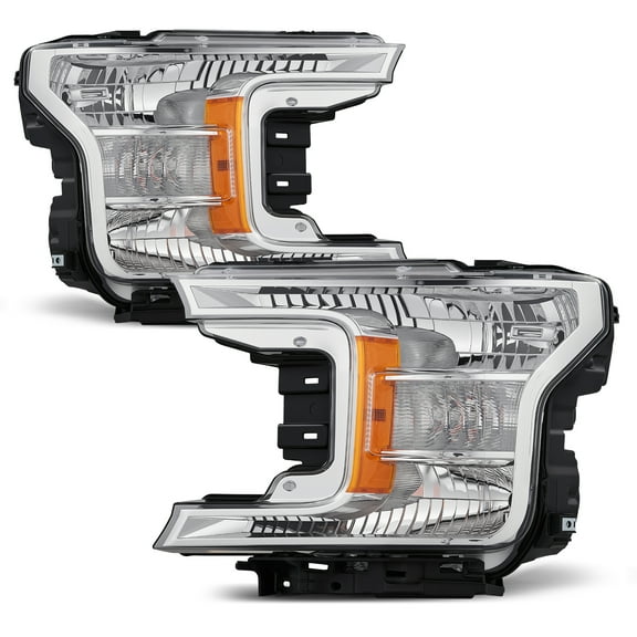 Bestco 1 Pair Headlights Assembly Clear Fit For Ford F150 2018-2020 Pickup Truck OEM Halogen Chrome