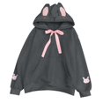 thumbnail image 6 of Shirts for Women Graphic Tees Fall Winter Loose Fit Hooded Long Sleeve Puff Drop Shoulder with Pocket Hoodie Cotton Hoodies (Dark Gray,XXL), 6 of 6