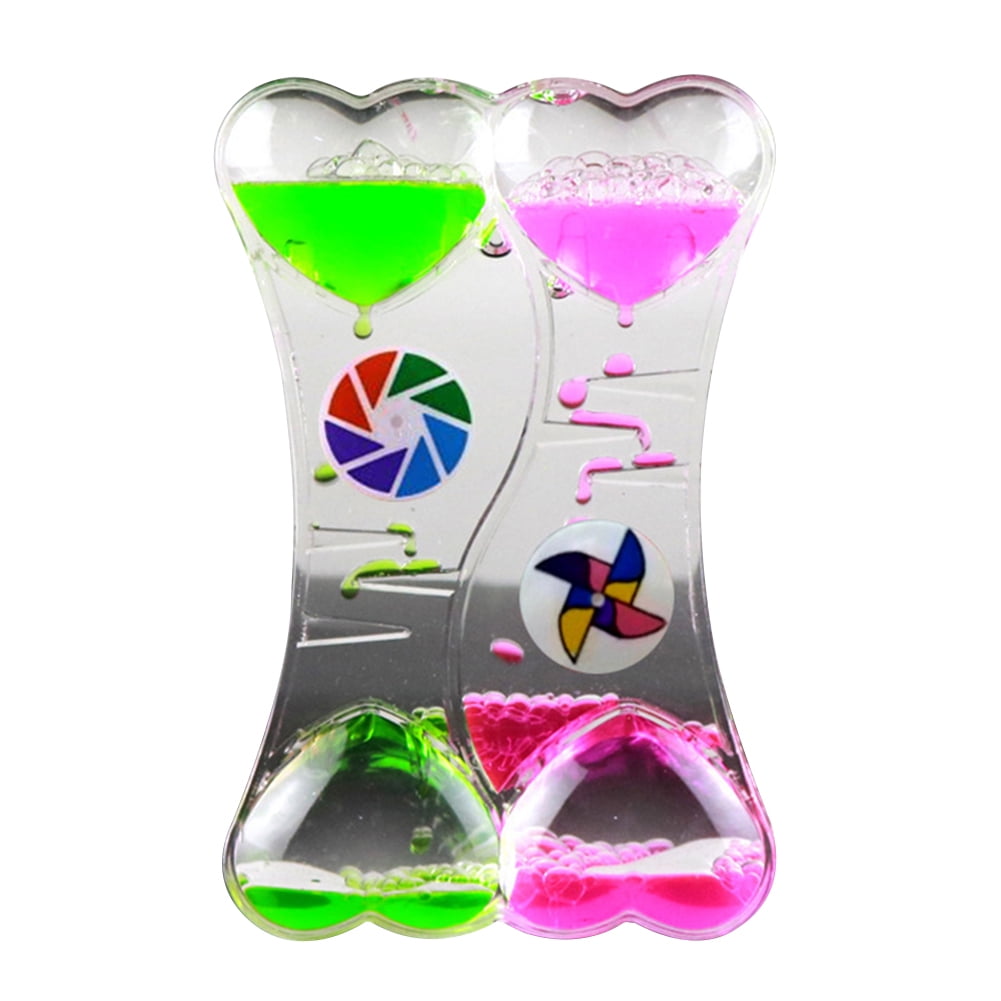 Realyc 2022 New Double Heart Liquid Motion Bubble Drip Oil Hourglass