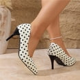 thumbnail image 5 of Miluxas Women Polka Dot Stiletto Low Mid Heel Pumps Solid Closed Round Toe Heeled Ladies office Classic Dress Shoes White 9(43), 5 of 6