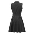 thumbnail image 3 of Txlixc Vestido de Mujer, Color sólido Sin Mangas Cuello Doblado Abotonado Delgado en Forma de A, Vestido Suelto con cinturón para la Playa, Vacaciones Txlixc  Estilo de ocio, 3 of 9
