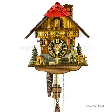 Cuckoo Clock 1 Day Chalet - 1 Day Black Forest Chalet Cuckoo Clock with Clock Peddler By Hönes