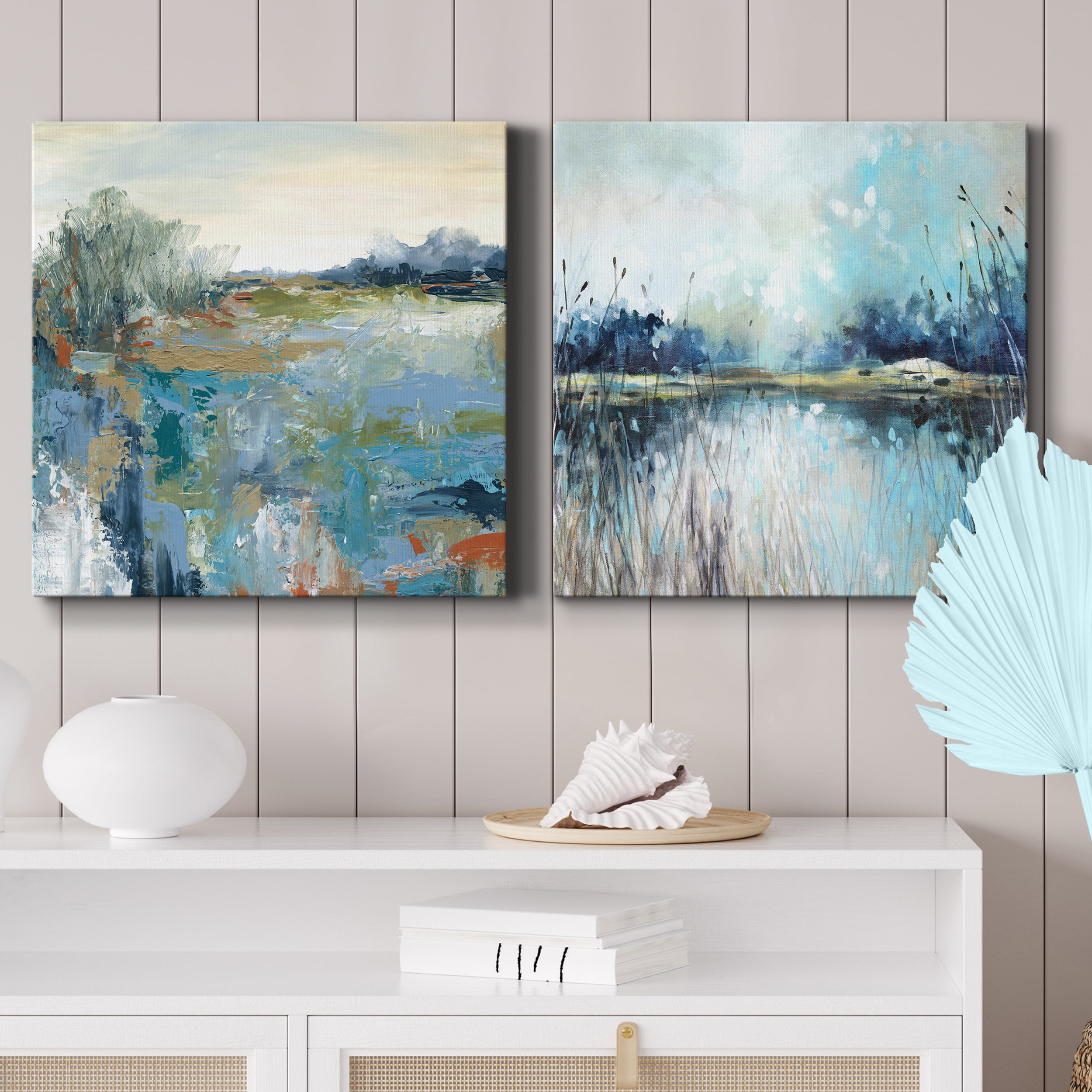 Energetic Earth - Premium Gallery Wrapped Canvas - Ready to Hang Set of 2 - 16 x 16 Each