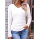 thumbnail image 5 of Tops Casuales para Mujer, Cuello en V, Camisas de Larga, Túnicas Básicas con Frunces Lisos, Blusas XL, 5 of 7