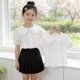 thumbnail image 5 of Odeerbi Camisa de Vestido de Algodón de Las Niñas Flor Bordado de Manga Corta Uniforme de La Escuela Con Bolsillo, 5 of 9
