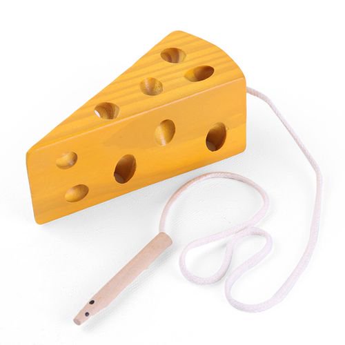 KABOER Wooden Lacing Threading Cheese Toy Activity Early Education