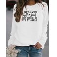 thumbnail image 2 of Sudadera de Mujer con Cuello Redondo y Manga Larga con Estampado de Letras, Jersey Informal de Moda para Mujer, Top para Trabajo Diario, Viajes, Blanco (Fuente Negra) M, 2 of 5