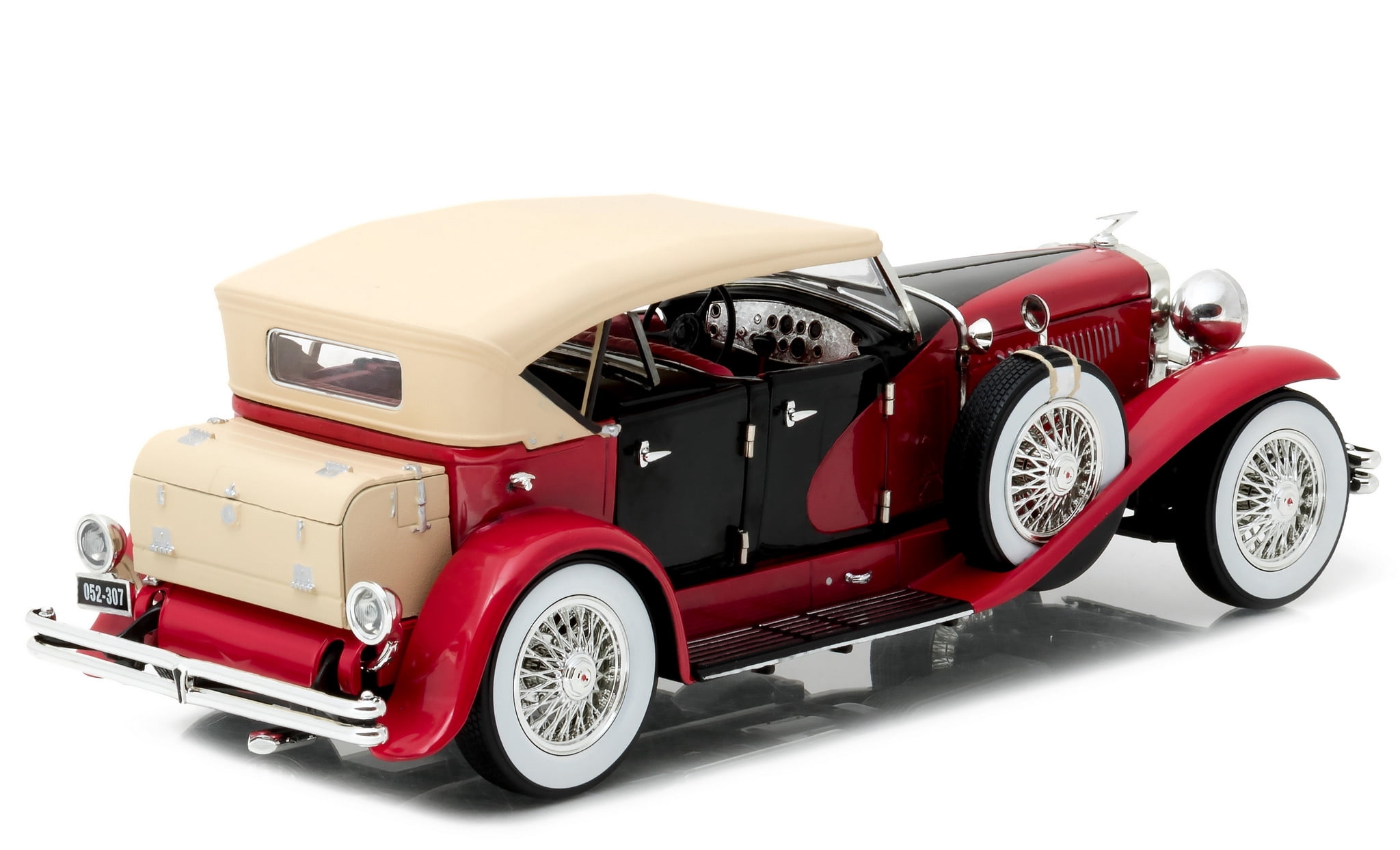 1934 Duesenberg II SJ Red and Black 1/18 Diecast Model Car by