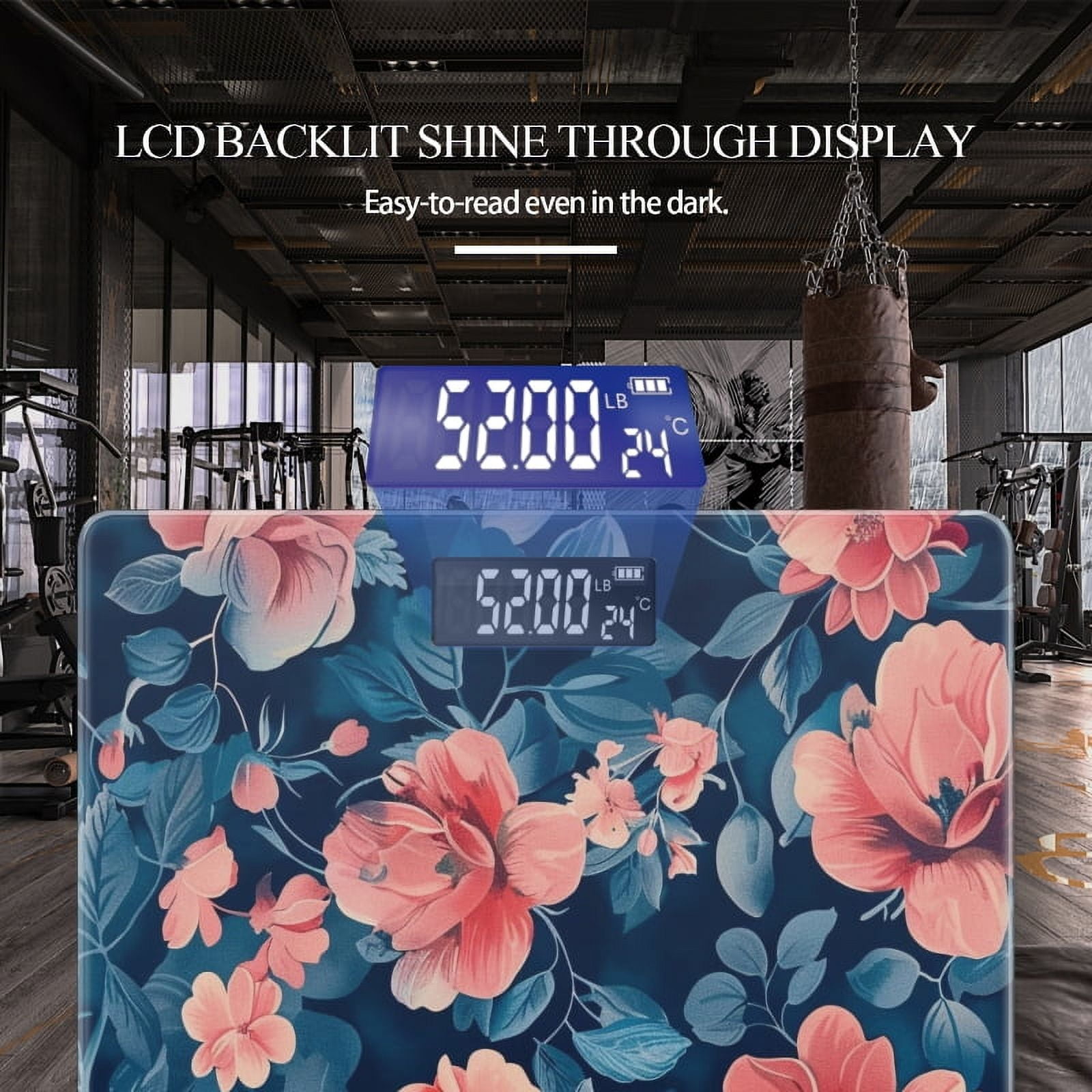 Bathroom Scale, Highly Accurate Digital Body Scale,Precisely Measures Weight up to 400 lbs-Beautiful Flowers Of Vintage Floral Print