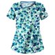 thumbnail image 1 of mujer manga corta patrón de dibujos animados tops uniforme de trabajo camisetas azul / 5xl, 1 of 3