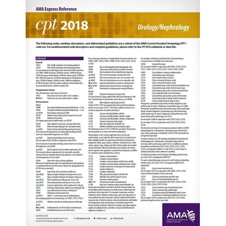 CPT 2018 Express Reference Card: Urology/Nephrology -
