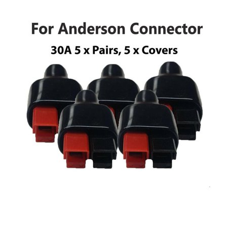 

Hayafir 5 Pairs of 30AMP For Anderson style Connector & Rubber Black Covers / Sleeves