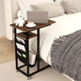 thumbnail image 4 of Costway 2 Pcs Table d'Appoint en Forme de C avec Station de Recharge Table de Chevet Roulante Table d'Appoint pour Canapé, 4 of 10