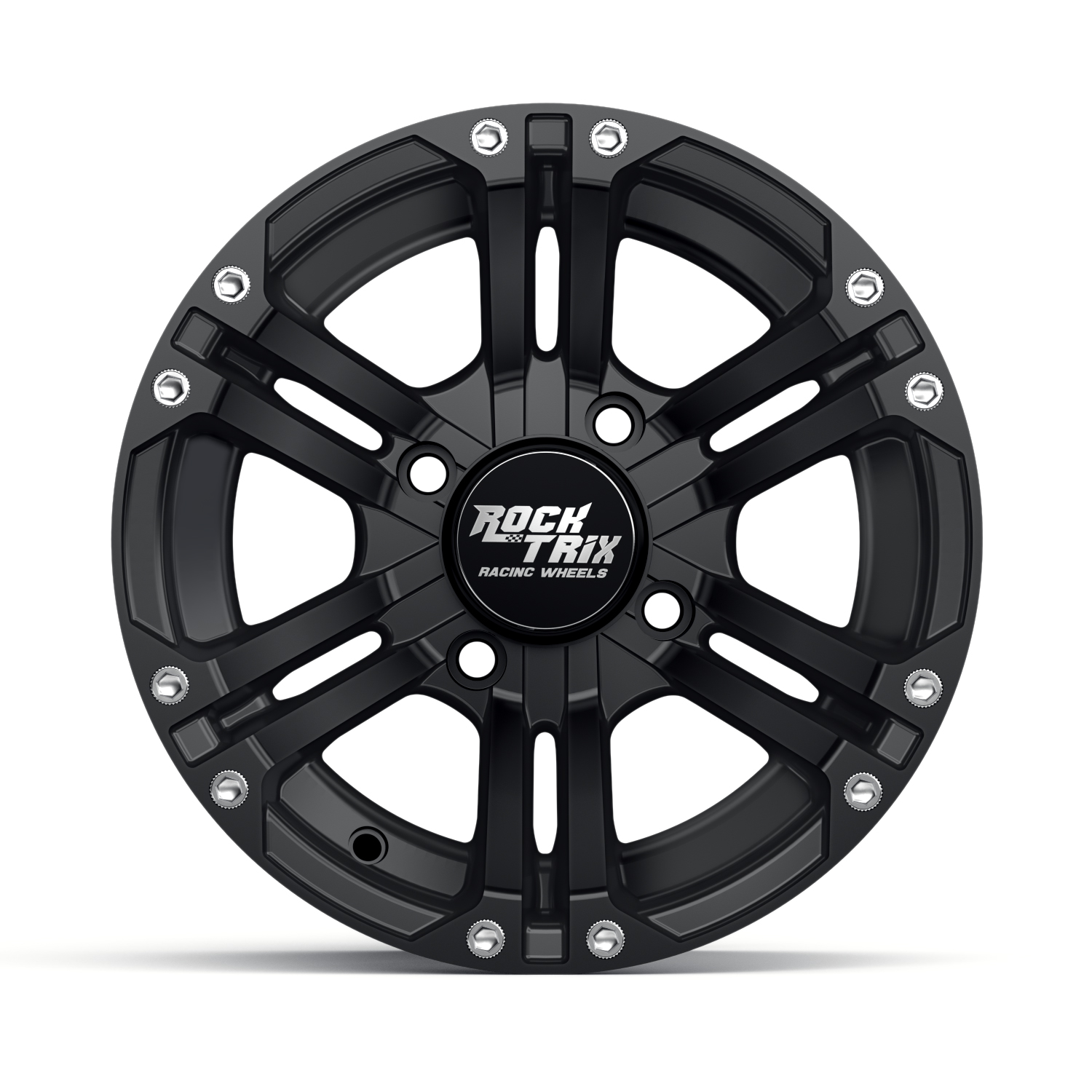 🛞 RockTrix RT101 12x7 ATV Wheels – 4x110 Bolt Pattern, 5+2 Offset, 74mm Bore – Matte Black, Set Of 4