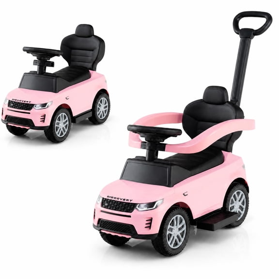 ELLEGNT 3 in 1 Toddler Push Car, Licensed Land Rover Discovery Ride On, Ages 18-36M, Pink