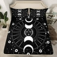 thumbnail image 2 of Homewish Bohemian Moon Sun 4-Piece Full Size Sheets For Female Men Teens,Universe Galaxy Bed Sheets,Black White Lightweight Sheet Sets,Ultra Soft Home Decor, 2 of 7