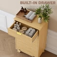 thumbnail image 5 of FANRAL Single Tilt Out Laundry Hamper Cabinet,10 Gallon Wooden Hidden Storage Cabinet,Fluted Trash Can for Bathroom Kitchen Living Room,Natural Oak Laundry Basket Cabinet, 5 of 9