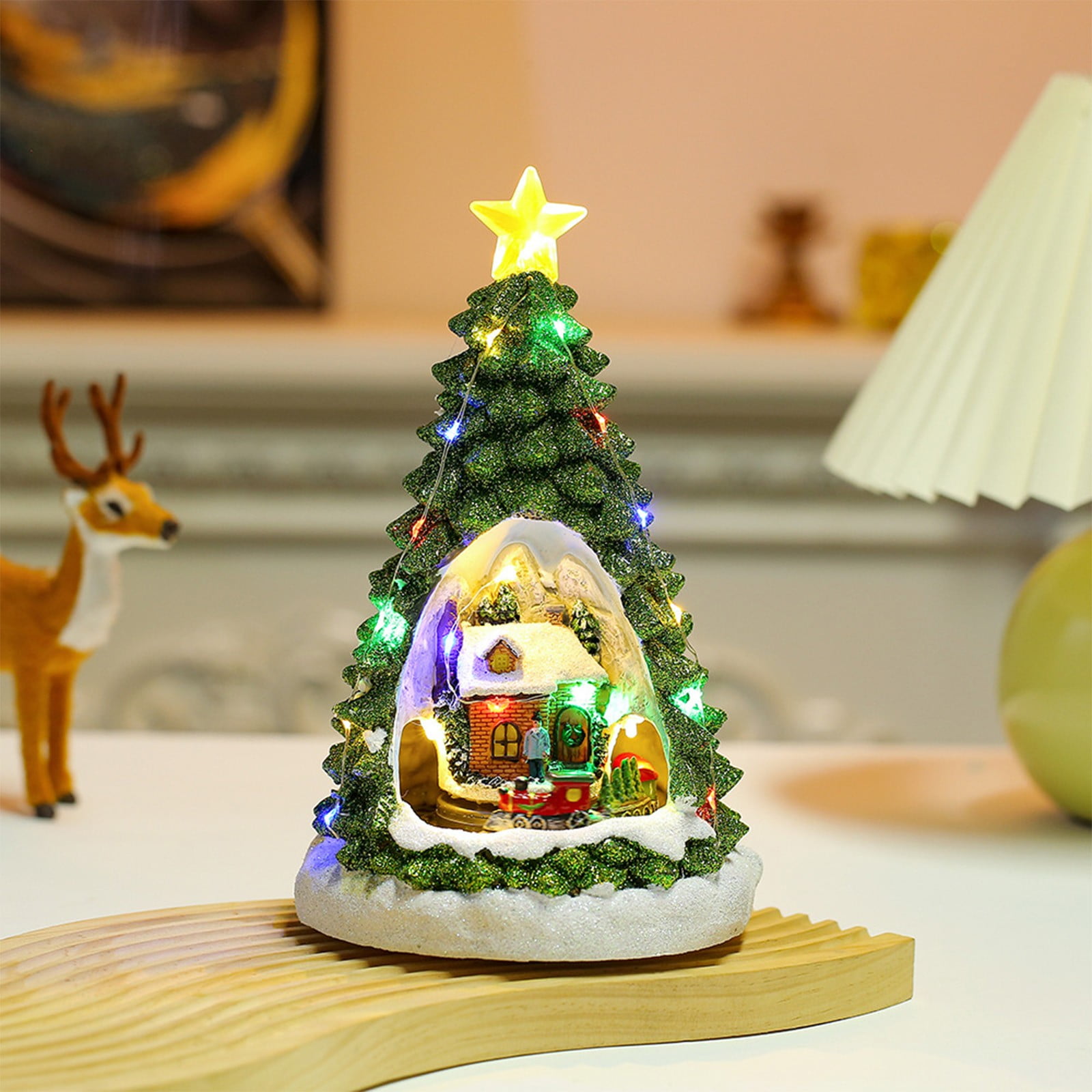 Christmas Tree Musical Box With Night Light - Holiday Decoration For Home & Office (8.27x12.6in)