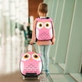 thumbnail image 2 of Costway 2PCS Kids Carry On Luggage Set 16'' Owl Rolling Suitcase with 12'' Backpack Travel Pink, 2 of 8