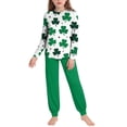 thumbnail image 5 of Girls Boys St. Patrick's Day Outfits 2PC Comfy Casual Print Long Sleeve Pullover Tops with Pants Sets Green 5 13-14 Years, 5 of 8
