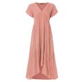 thumbnail image 3 of ZANZEA Robe Longue Femme Col en V Manches Courtes Robe Maxi Décontractée Unie, 3 of 5