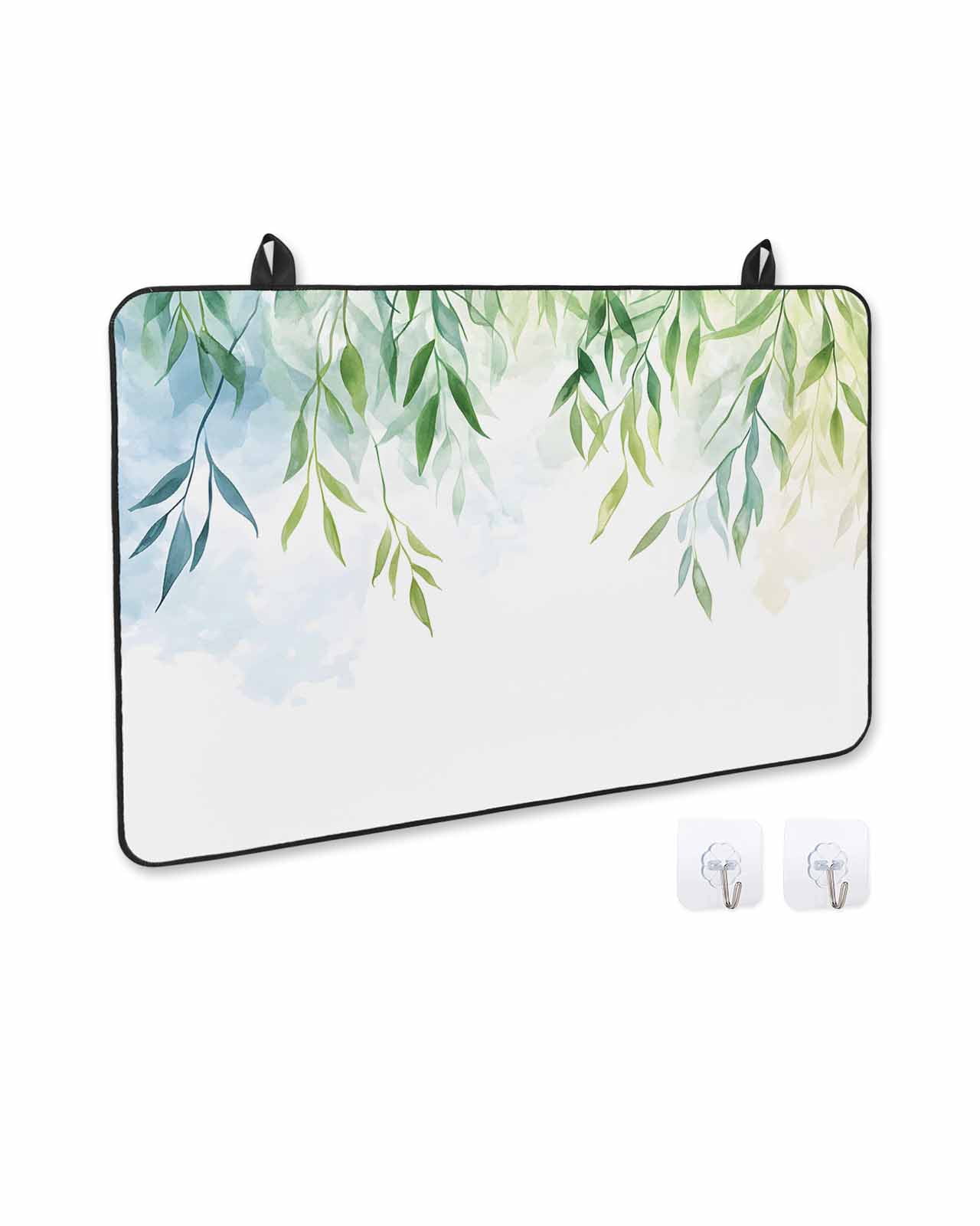 nqOlkjepod Large Induction Cooktop Protector Mat 24"x21", Spring Green Leaves Stove Top Covers for Electric Stove, Summer Botanical Branches Vines Stove Burner Cover Mats, Glass Top Stove Cover