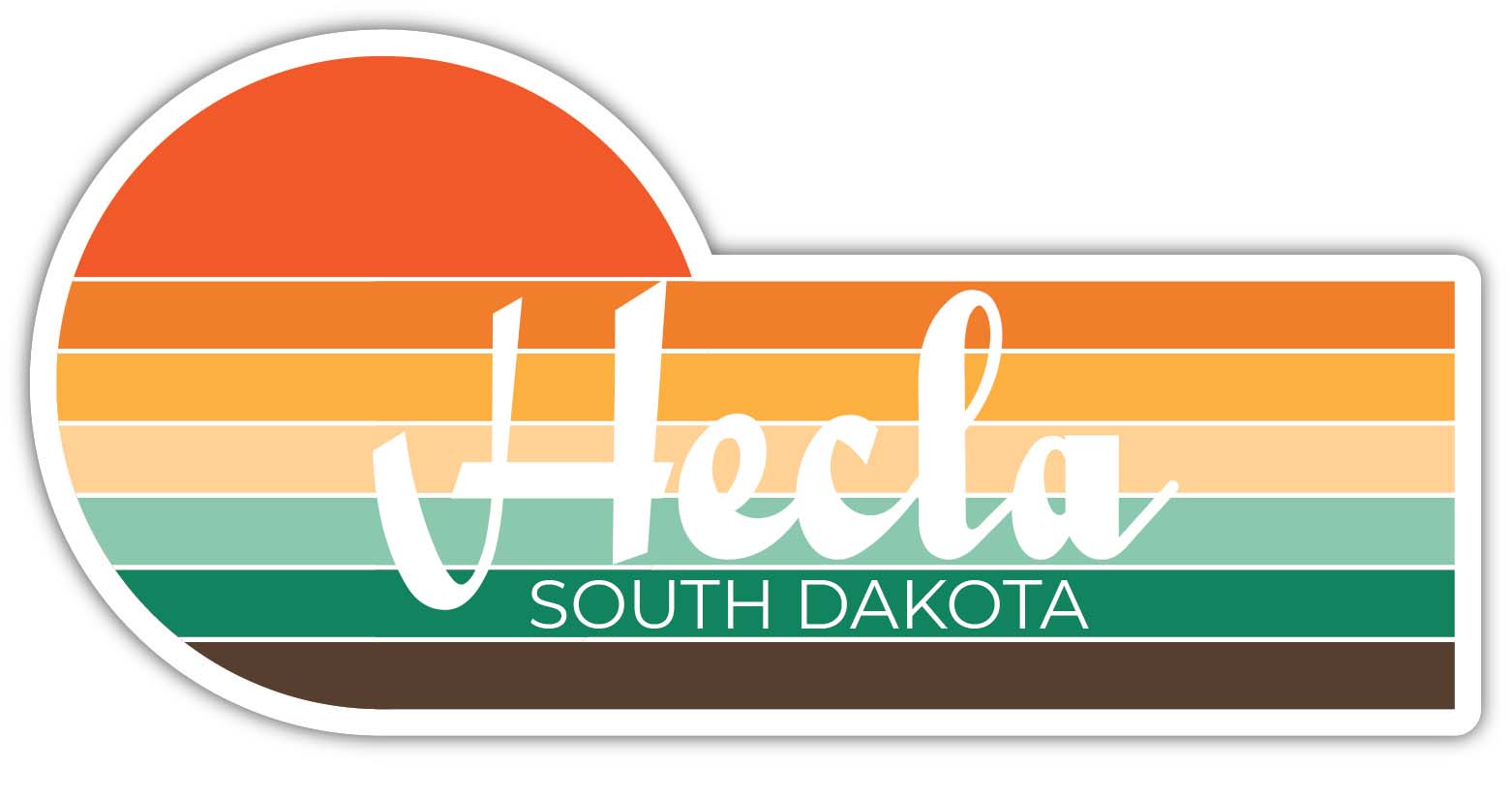 Hecla South Dakota 4 x 2.25 Inch Sticker Retro Vintage Sunset City 70s
