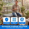 thumbnail image 3 of Dextrus 60 Gallon Weatherproof Rattan Deck Box, Heavy-Duty Resin Outdoor Storage Box with Slide-Locking Lid, Lockable Multi-Purpose Organizer for Patio, Garden and Home Essentials, Light Brown, 3 of 10