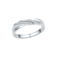 thumbnail image 1 of Diamond Princess 10kt White Gold Womens Round Diamond Double Row Crossover Band Ring 1/10 Cttw, 1 of 1