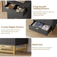 thumbnail image 6 of EastVita Modern 5 Drawer Dresser Wide Chest with Gold Metal Legs and Handles Wood Storage Organizer for Bedroom Living Room Hallway Black, 6 of 6