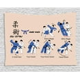 thumbnail image 1 of Jiu Jitsu Tapestry, Martial Arts Defense Techniques Sport Practice Theme Aikido Karate Judo, Wall Hanging for Bedroom Living Room Dorm Decor, 60W X 40L Inches, Blush Blue and Black, by Ambesonne, 1 of 2