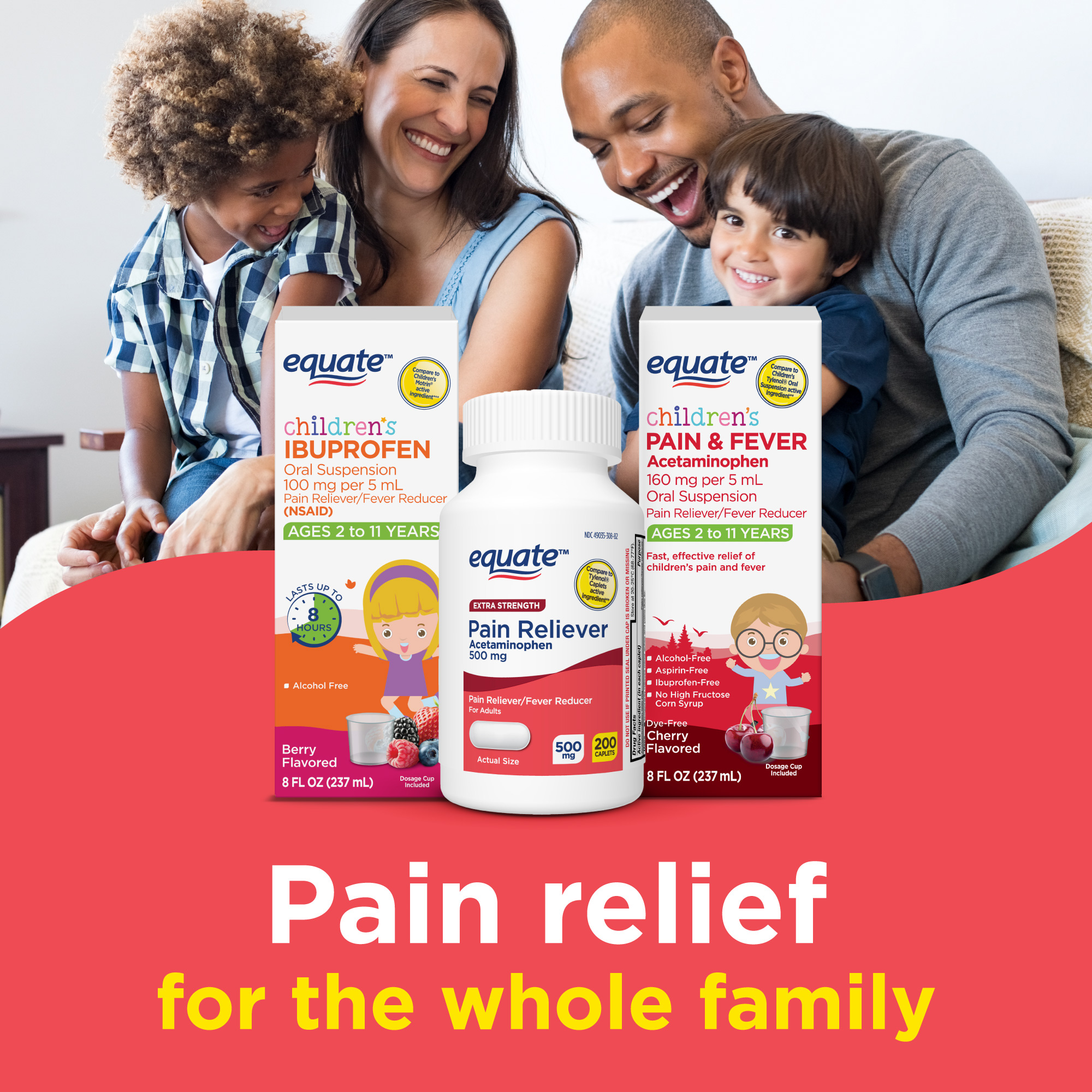 Caplets de Alivio de Dolor de Fuerza Extra Equate Acetaminofén 500mg, Reductor de Fiebre, 200 Unidades, Comparar con Ingrediente Activo de Tylenol Extra Strength 8