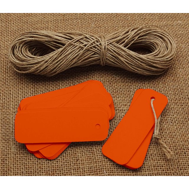 100 Pcs Rectangular Shape Blank Tags Bonbonniere Wedding Favor Hang Tag with Free Natural Jute Twine - Colours Available