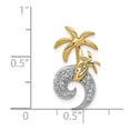 thumbnail image 4 of 14K Two-Tone Gold Charm Pendant Diamond Round Double Palm Tree And Wave Chain Slide, 4 of 4