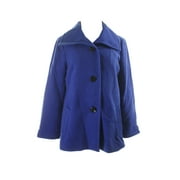Jm Collection Blue Wing-Collar Button-Front Jacket L