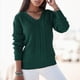 thumbnail image 2 of Gibobby Casual Suéter para Mujer, Suéteres de cachemira para mujer, suéter esencial de manga larga con cuello en V, corte clásico, ligero(Verde,G), 2 of 5
