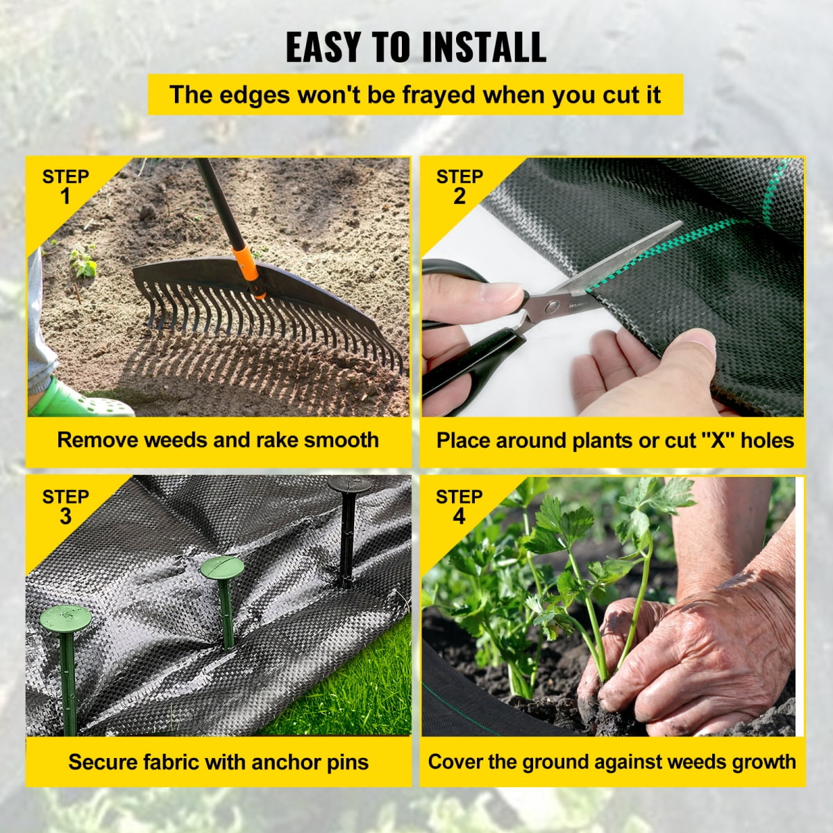 6FT x 300FT Premium Weed Barrier Fabric Heavy Duty 3.2OZ Woven Weed Control Fabric High Permeability Geotextile Ground Cover for Flower Bed Garden Landscaping and Underlayment