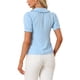 thumbnail image 3 of BLUSA CHIC PARA MUJER CON CUELLO PETER PAN Y MANGAS CORTAS ABULLONADAS CAMISA RETRO TAMAÑO XS AZUL, 3 of 6
