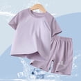 thumbnail image 2 of FAOWME Child Boys Summer Outfits Short Sleeve Sets Breathable Athletic Sportswear Lightweight Comfortable Kids Active Wear For Outdoor Play Clothes Sets Birthday O-Neck Dailywear, 2 of 4