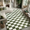 thumbnail image 7 of Pentantan 5ft x 8ft Shag Area Rugs for Living Room, Classic Checkered Fluffy Bedroom Carpet, Dark Green & White, 7 of 7