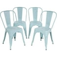 thumbnail image 1 of FDW Metal Dining Chairs Set of 4 Indoor Outdoor Chairs Metal 18 Inch Seat Height Restaurant Tolix Side Bar, Blue, 1 of 7