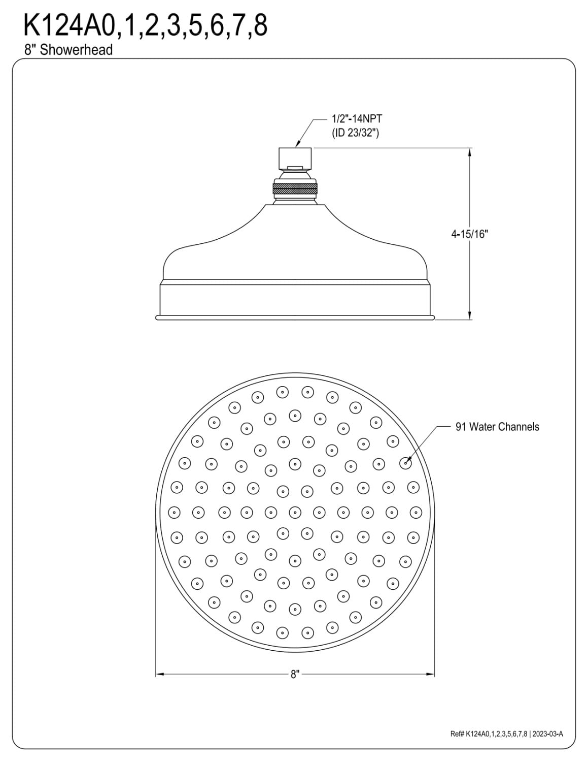 Kingston Brass Victorian 8" Rain Drop Shower Head