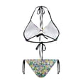 thumbnail image 2 of Uourmeti Women's Retro Floral & Striped Halter Bikini Set - Two Piece Triangle Swimsuit with Tie Side Bottoms for Beach Vacation & Pool Party, 2 of 9